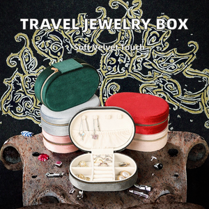 Organisateur de bijoux en velours multicolores, petite boîte à bijoux de voyage avec fermeture éclair, étui de rangement compact pour femmes - Product Image 2
