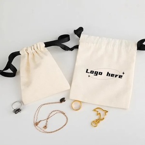 Custom Logo Printed Logo Printed Luxury Cotton Cosmetic <b>Wallet</b> Belt Packing Drawstring Bag Luxury Cotton Muslin Dust Pouch - Product Image 6