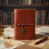 Carnet de notes en cuir de style nautique avec logo personnalisé et reliure cousue avec du fil de couleur personnalisable, bloc-notes personnalisable