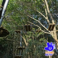 Parc forestier commercial personnalisable avec parcours de cordes, pont suspendu en nylon, tyrolienne, escalade multi-niveaux, parcours d'obstacles et tunnel de grimpette