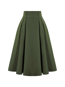 Falda Larga Casual de Primavera y Otoño, Estilo Vintage, Plisada, Tipo Corsé, Cintura Alta, Corte en A, con Bolsillos para Mujer - Product Image 4