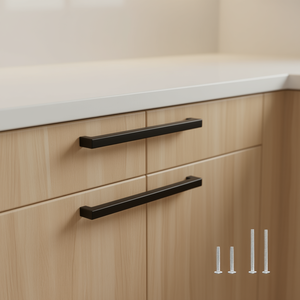 Modern Matte <b>Black</b> Stainless Steel Cabinet Pulls 6.3 In Square Kitchen Furniture Handles Slim Design - Product Image 2