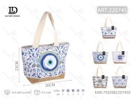Borsa tote da donna in tela stampata con design Evil Eye, borsa a tracolla casual per l'uso quotidiano - Product Image 1