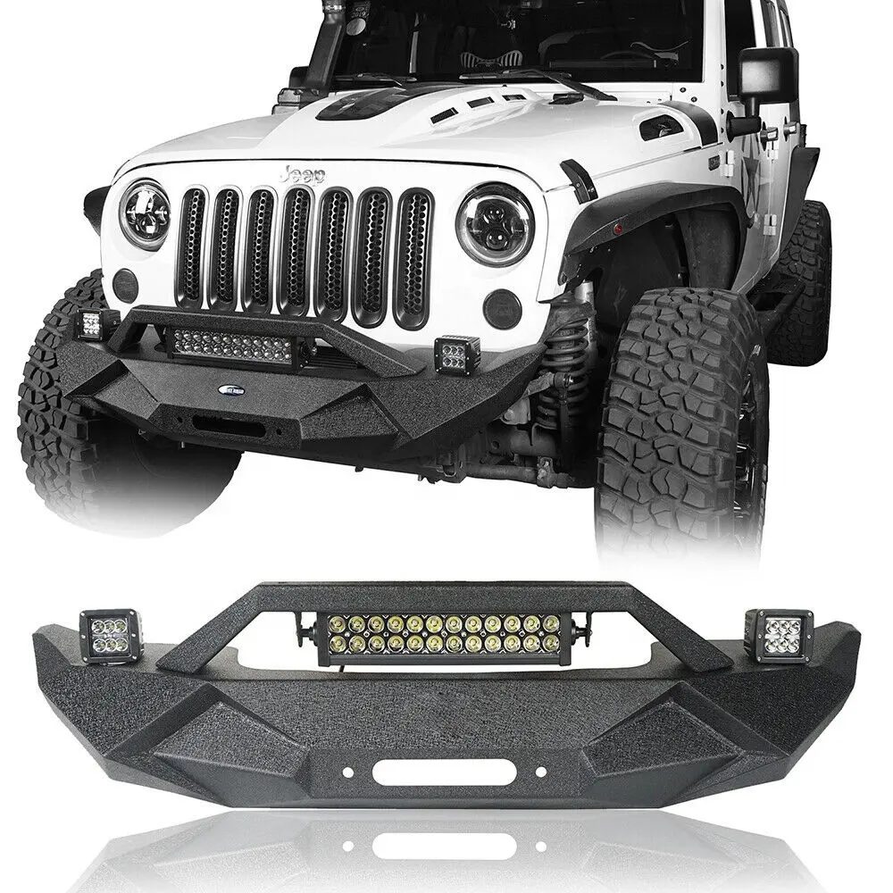 Front Bumper W/led Light Bar for Jeep Wrangler Steel Wrangler JK Standard Carton Box Jac-j4 2020 Front Bumper 5 Sets JII POWER