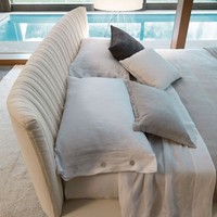 Luxuriöses Modernes Minimalistisches Muscheldesign Stoffbettgestell Kingsize Schlafzimmermöbel