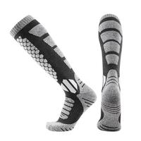 Chaussettes de ski pour hommes en gros, hautes jusqu'au genou, sans coutures, en coton peigné, pour snowboard, hiver, chaudes, épaisses, avec logo personnalisé, chaussettes de sport