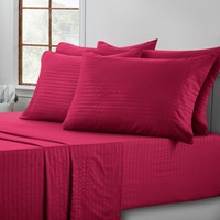Ensemble de literie pour lit king size, blanc, 100% coton, drap-housse à rayures de 3 cm