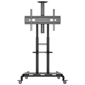 <span class=keywords><strong>Chariot</strong></span> TV mobile KALOC 180 avec rangement <span class=keywords><strong>pour</strong></span> lecteur DVD et routeur Wi-Fi, adapté aux téléviseurs de salle de conférence de 55 à 80 pouces, support TV mobile - Product Image 1