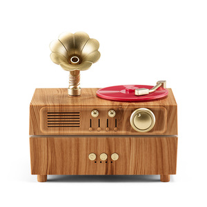 Custom Retro Gramophone Essential <b>Oil</b> Humidifier Bluetooth Mist <b>Diffuser</b> with Multicolor Lighting Gift - Product Image 1