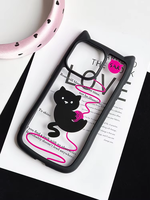 Étui de téléphone portable transparent antichoc TPU + PC en forme d'oreille de chat mignon pour iPhone 16/15 Pro Max/14/12 filles cadeau