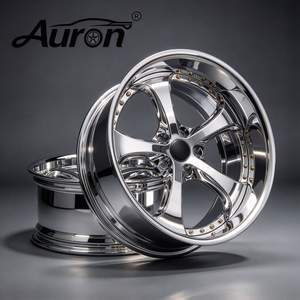 Rueda de Aleación de Aluminio Pulido Auron 5.5x17 de Cinco Radios y Dos Piezas para Modificación y Mejora de Automóviles de Pasajeros - Product Image 1