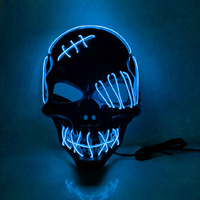 Masque facial complet en plastique, pirate à une œillette, avec cicatrice, LED lumineux rechargeable, pour Halloween, accessoires de fête sanglants, réutilisable