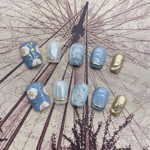 <span class=keywords><strong>Uñas</strong></span> Postizas <span class=keywords><strong>Cortas</strong></span> con Diseño de Ojo de Gato <span class=keywords><strong>Azul</strong></span> Bohemio y Cuadros Pintados a Mano, Estilo Nuevo para Piel Clara - Product Image 2