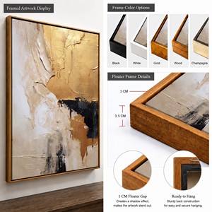 Dipinto Astratto Dorato <span class=keywords><strong>su</strong></span> <span class=keywords><strong>Tela</strong></span>, Arte da Parete Materica, Dipinto con Foglia d'Oro, Decorazione Murale Boho, Grande Quadro Moderno e Luminoso per Hotel - Product Image 4