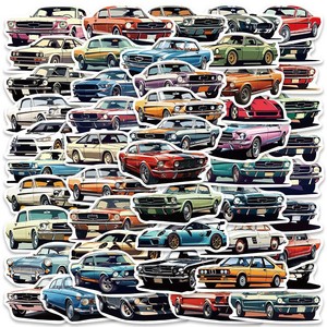 50 pezzi adesivi per auto d'epoca disegnati a mano retrò per auto moto in vinile americano Atomobile <span class=keywords><strong>JDM</strong></span> adesivo - Product Image 1