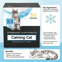 Complément Probiotique Apaisant en Poudre Premium Avancé pour Chats – Favorise un Comportement Calme – Sans Remplisseurs – Sûr pour Chats Seniors – Sans Céréales