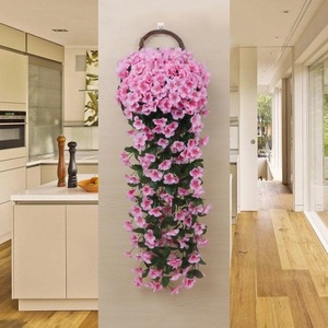 Plante artificielle de primrose suspendue au mur, panier en soie pour la décoration intérieure du salon, utilisation en intérieur - Product Image 1