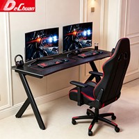 Bureau de jeu en fibre de carbone de l'usine de Foshan avec pieds en métal en forme de K et éclairage rouge