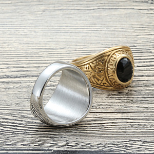 Women's Vintage Letter <b>Ring</b> Blue Gemstone Bezel Setting Fashion Jewelry Gift Wholesale - Product Image 4