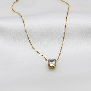 Ronde Aaa + Kubieke Zirkonia Diamant Moissaniet Roestvrijstalen Kettingen 18K Goud Waterdichte Sieraden Aanpasbaar - Product Image 5