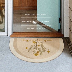 Art Mat Half <b>Circle</b> Doormat Floral Pattern Non Slip PVC Home Use - Product Image 4