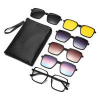 Lunettes de soleil magnétiques 5 en 1 à clipser, monture de lunettes optiques, verres polarisés TAC, protection UV400, pour hommes et femmes