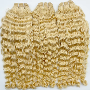 Extensiones de Cabello Humano Virgen Ondulado Afro Rizado Ruso Rubio <span class=keywords><strong>Ali</strong></span> Baba para Coser o con Clip - Product Image 4