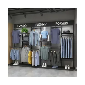 Clothing Store Display Stand Shelf Hanger Double Storey Shopping Mall 2 Layer High-end Black Clothes Stands