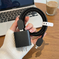 Set Pelindung Charger & Kabel untuk iPhone 20W Charger Pola Kulit Kit Perlindungan TPU Penghemat Kabel