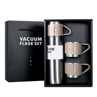 Ensemble cadeau de bouteilles isothermes en acier inoxydable 18/8 pour entreprises, avec 2 tasses, personnalisable, 500 ml