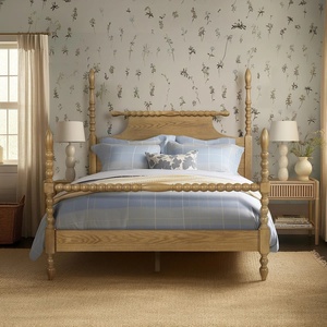 Cama de rodo de roble francés premium, cama Jenny Lind con espigas hecha a mano, muebles de madera torneada vintage para dormitorio principal - Product Image 1