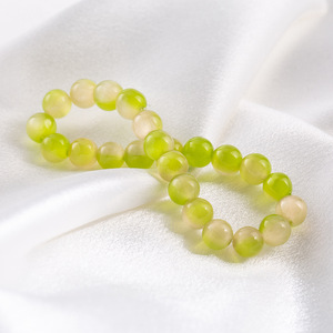Pulsera de ojo de gato de cristal con gradiente verde de 8 mm, regalo de joyería unisex - Product Image 3