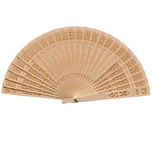 Éventail pliant personnalisé en bois de cerisier de 20 cm, fait main, style romantique, pour mariages, promotions, fêtes, parfumé, pour mariages - Product Image 3