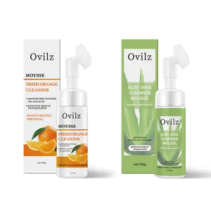 OEM Ovilz Product manufacturer Facial Wash Deep Cleansing Soothing Whitening Aloe Vera Foaming Mousse Face Cleanser With Brush