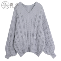 Pull en cachemire tricoté ample pour femme, col en V, motif torsadé, nouveau motif rayé, anti-rétrécissement, décontracté, pour l'hiver