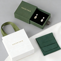 Emballage cadeau pour bijoux en velours vert émeraude, sac en papier, tiroir, personnalisé, pour boucles d'oreilles, colliers