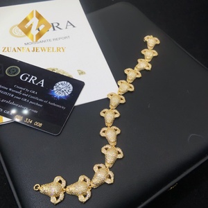 New Designs Pass Diamond Tester VVS Iced Out Moissanite 15mm Goat Head-Shape Chain 925 Sterling Silver Moissanite Men's Bracelet - Product Image 2