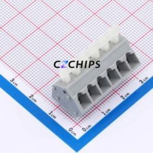 256-406 Spring Terminal Block Through hole Component (THT),P=5.08mm Connector 1x6P 5.08mm Gray 6P - Product Image 1