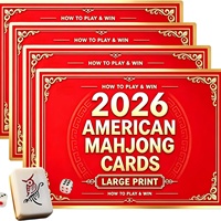 Neue Amerikanische Mahjong-Karten 4er-Set, Großdruck Mahjong-Spiel Referenzkarten, Mahjong-Regelhilfe-Karten für Tischspiel-Zubehör