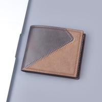 Nouveau Portefeuille Homme Vintage Géométrique Grande Capacité Trois Volets avec Porte-Cartes et Porte-Permis Intégrés