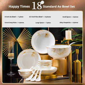 <span class=keywords><strong>Service</strong></span> de table de luxe en porcelaine fine pour 10 personnes, idéal pour les mariages ou les dîners de Noël, avec assiettes et bols à bord <span class=keywords><strong>doré</strong></span> - Product Image 2