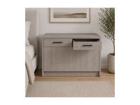 Meuble de toilette gris chêne à 2 tiroirs pour chambre, hôtel, appartement, miroir de maquillage assorti en option