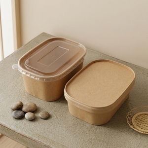 Bol à salade rectangulaire jetable en papier kraft, compostable, anti-fuite, pour salade de fruits, <span class=keywords><strong>Poke</strong></span> <span class=keywords><strong>Bowl</strong></span> - Product Image 1