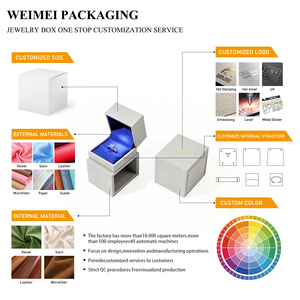 WEIMEI Luxury Jewelry Gift Boxes With Led Lighting Hinged Rectangular Packaging For Ring Pendant Necklace - Product Image 2