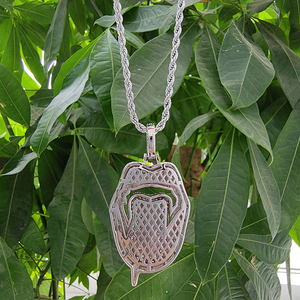 Boca y lengua signo de dólar colgante hip hop de diente de oro, collar de calavera - Product Image 5
