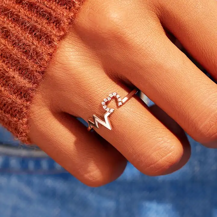 Customized Heartbeat Gold Ring |