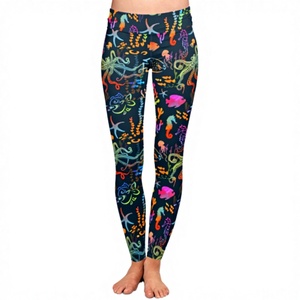 Leggings de Yoga de Cintura Alta para Mujer, con Estampado de Peces Coloridos, de Alta Calidad, Suaves como la Mantequilla, Transpirables, con Doble Cepillado, 92% Poliéster, 8% Elastano - Product Image 3