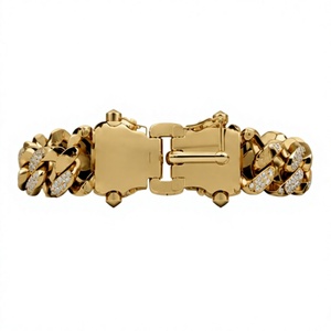 Hip Hop Tiger Head Cuban Chain <b>Bracelet</b> Gold Color Zircon Inlay Tai <b>Silver</b> Link <b>Bangle</b> Unisex Gift Jewelry - Product Image 5