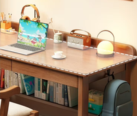 Bureau d'étude en bois massif avec étagère et tiroirs, table d'ordinateur pour bureau à domicile, vente en gros pour chambre et appartement