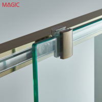 Cloison de salle de bain en verre trempé, porte coulissante, séparation sec/humide, acier inoxydable, fixe/mobile, design européen MAGIC MJ-2514